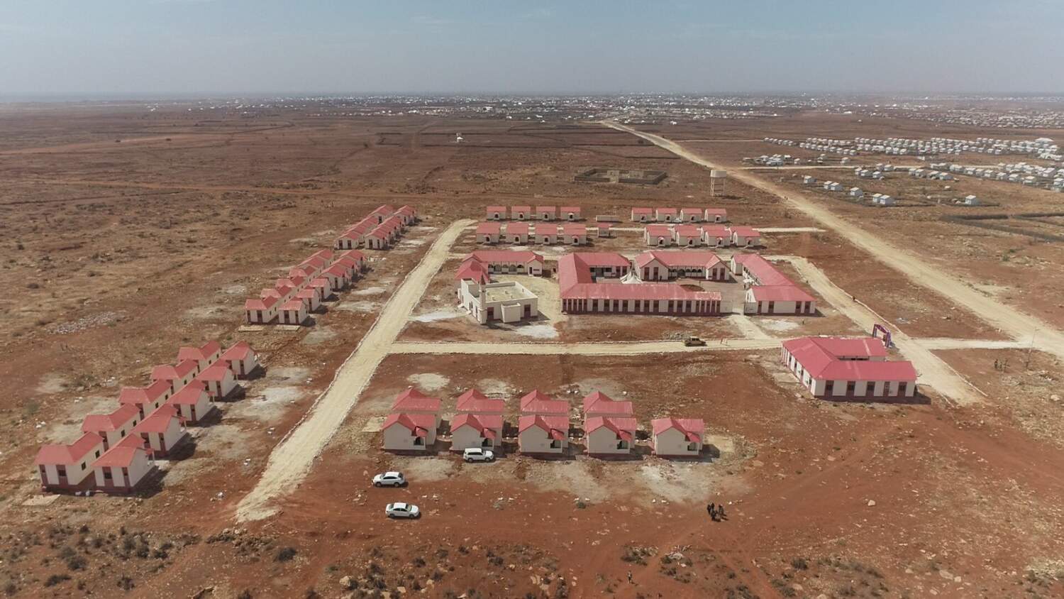 Aerial view of a Qatar Charity model village for displaced families, part of its work for social integration in crises